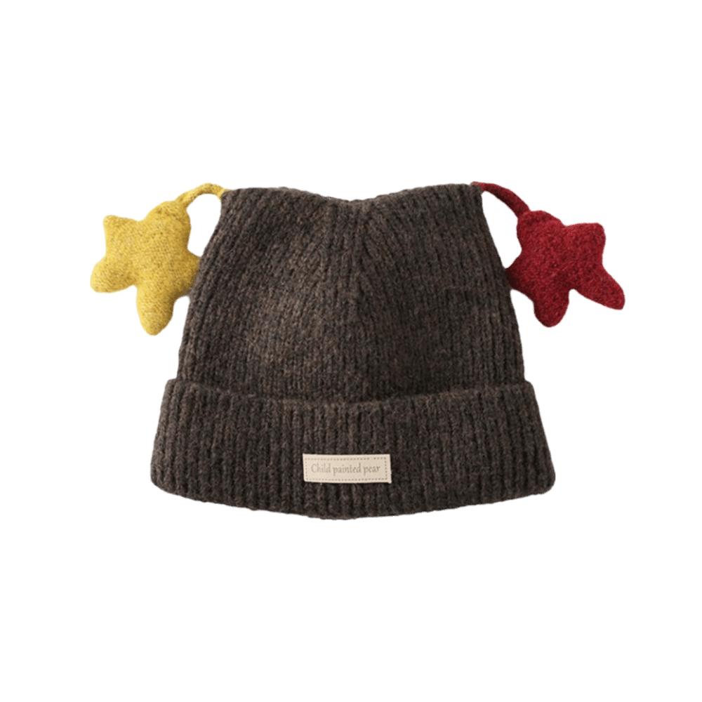 Thick Knit Children Hat Star Decor Knitted Cap Fashion Toddler Hat  Winter Outdoor