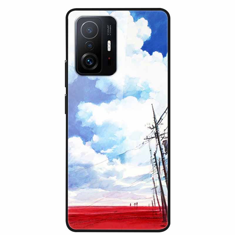 Case For Xiaomi 11T Pro Glass Hard Tempered Glass PC Phone Cover For Xiaomi Mi 11T 11 T Pro Shockproof Landscape Cute Capa Coque
