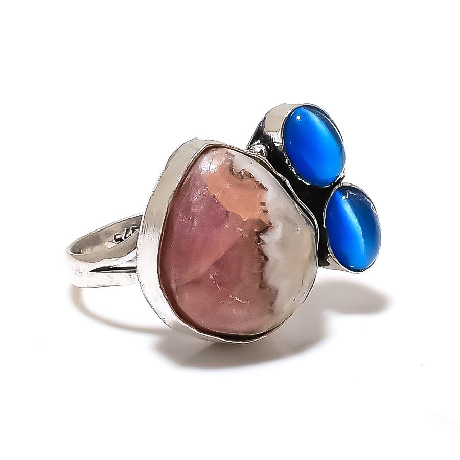Rhodochrosite, Monalisa Gemstone 925 Sterling Silver Jewelry Ring Size 8 SU-7636