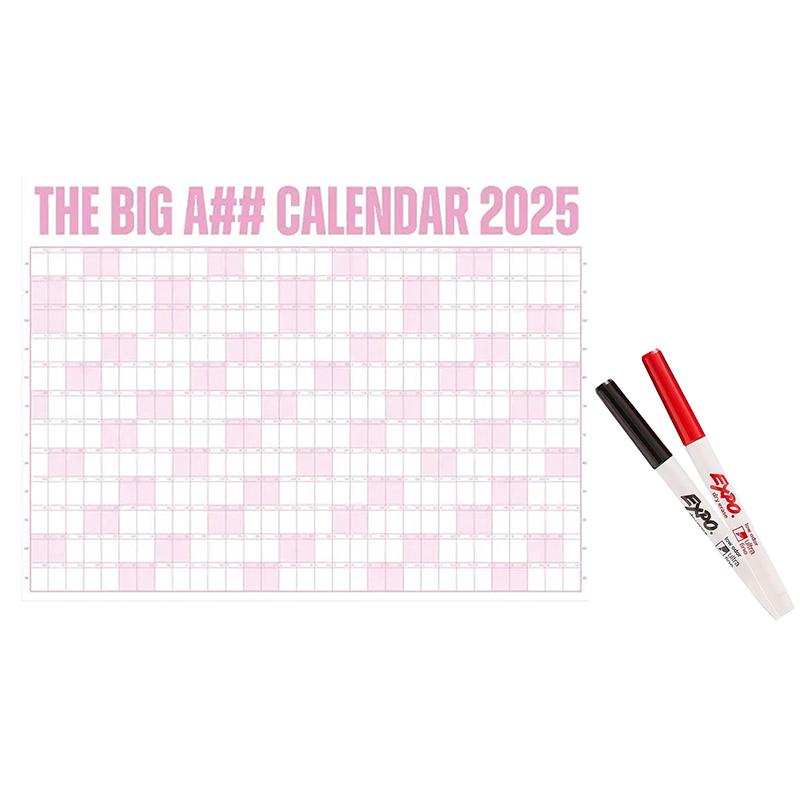 The Big A Calendar2025 Full-Year Wall Calendar With 2Pcs Dry Erase Pen And 100Pcs Sticky Notes For Office And Home Wall Calendar