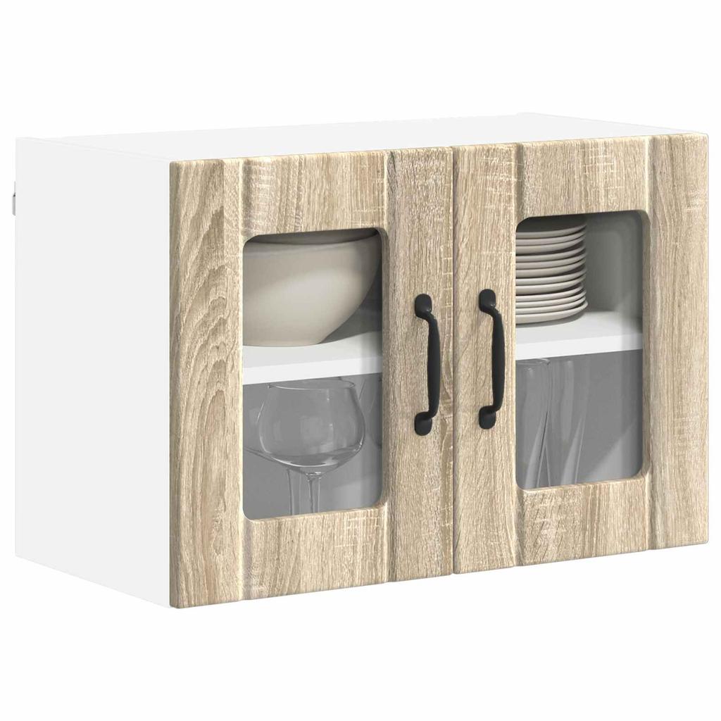 Wall Mounted Glass Cabinet LUCCA Sonoma Oak 60 x 31 x 40 cm