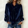 Women's Velvet Hoodie with Ribbon - Color Casual Long Sleeve Pullover for Everyday Wear