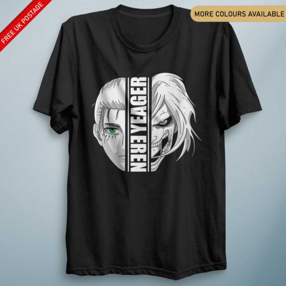 Eren Titan Eyes Split AOT Anime Inspired T Shirt Funny Cosplay Top Unisex S