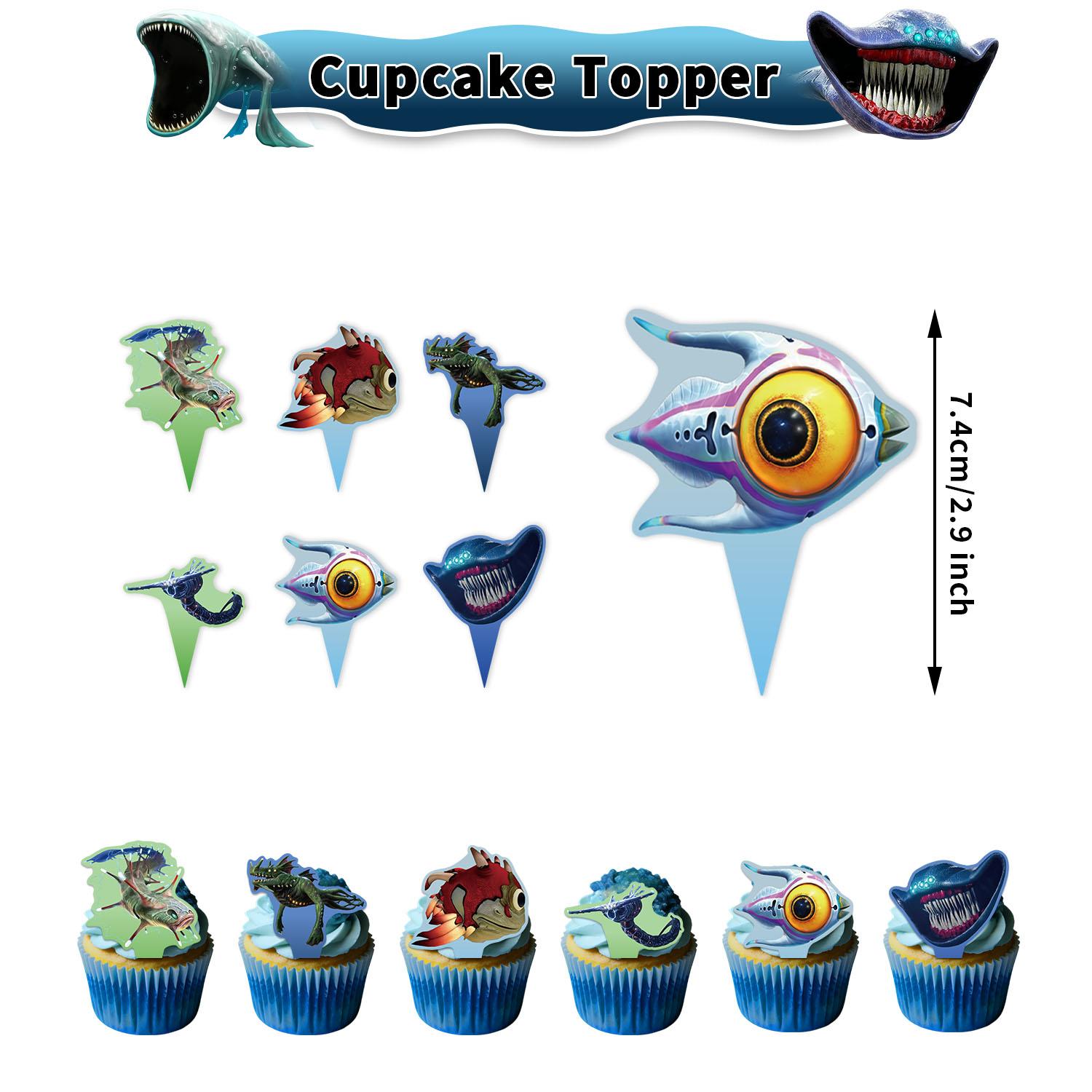 

S-Subnautica Theme Birthday Party Decorations Beautiful Water World Sea Monster Cake Topper Balloon Banner Photography Backdrop Other