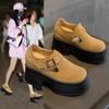 Japanese Small Leather Shoes Women's Spring 2025 New Thick Heel Muffin Shoes T-buckle Versatile Casual Thick Soles Increase Tide