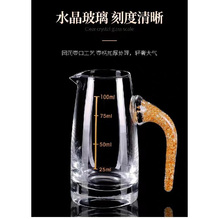 7pcs Gold foil small wine cup Baijiu dispenser small household wine cup glass crystal wine set spirits cup