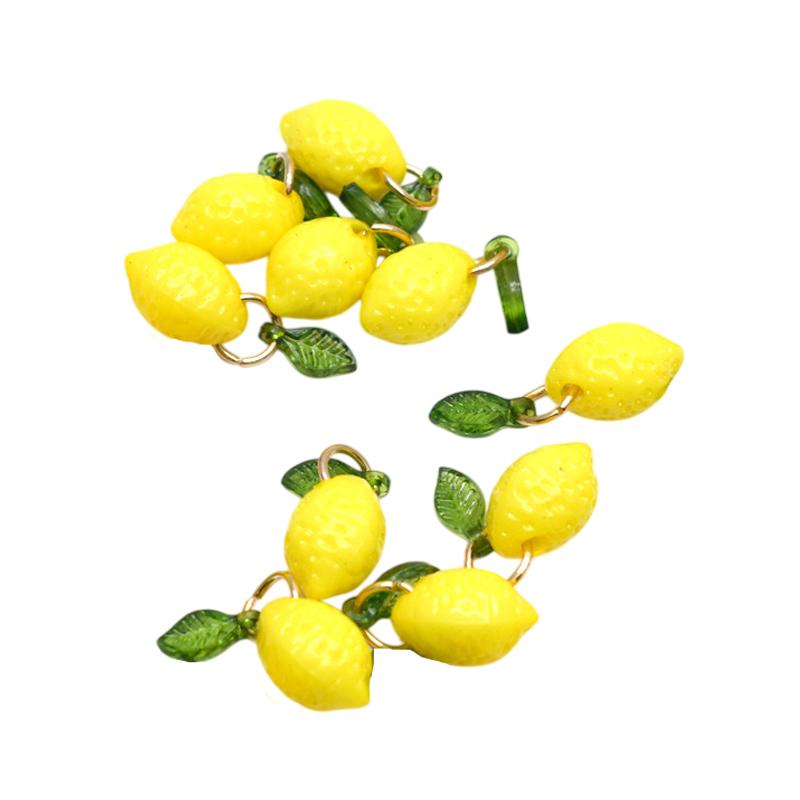 Mini Acrylic Fruit Lemon Pendants Lovely DIY Charms Waterproof for Bracelet Necklace Keychain Jewelry Making Supplies