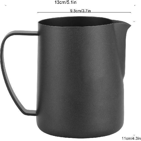 Milk Frothing Pitcher, 304 Stainless Steel Milk Frothing Cup Coffee Art Making Latte Cup, Black Matte, 13.5/20oz(20 OZ)