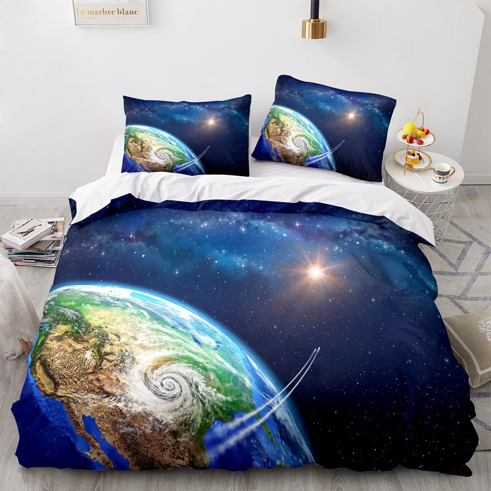 Earth Beding Set Single Twin Ful Quen King-Sized Dimensionsd Dimensions Universe Planet Bed Linen Set Aldult Kid Bedrom thre-piece suits 3D Pri