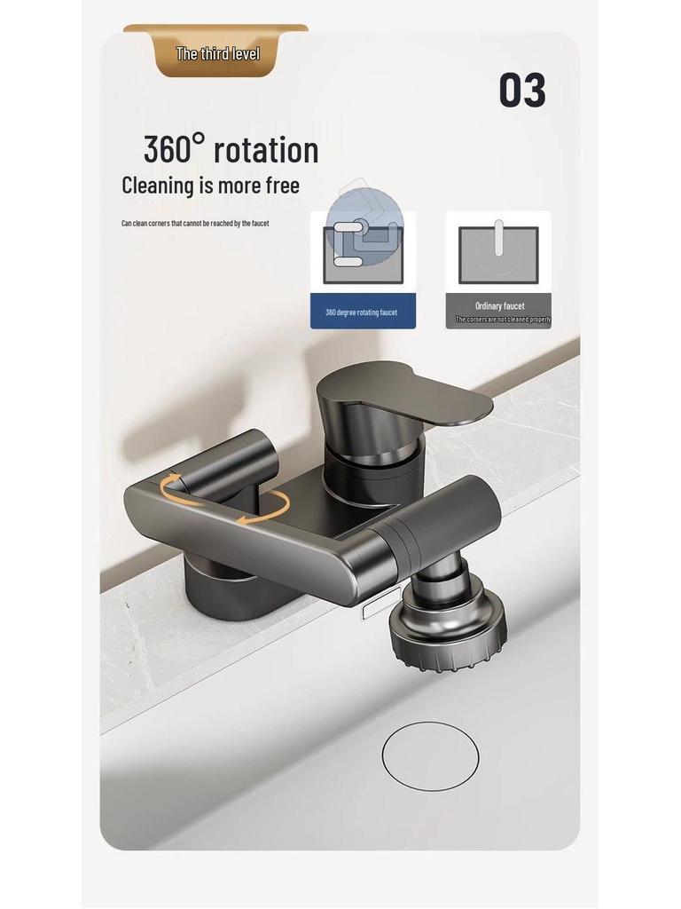 Stainless Steel Rotating Faucet for Kitchen & Wash Basin - Hot & Cold Water Switch