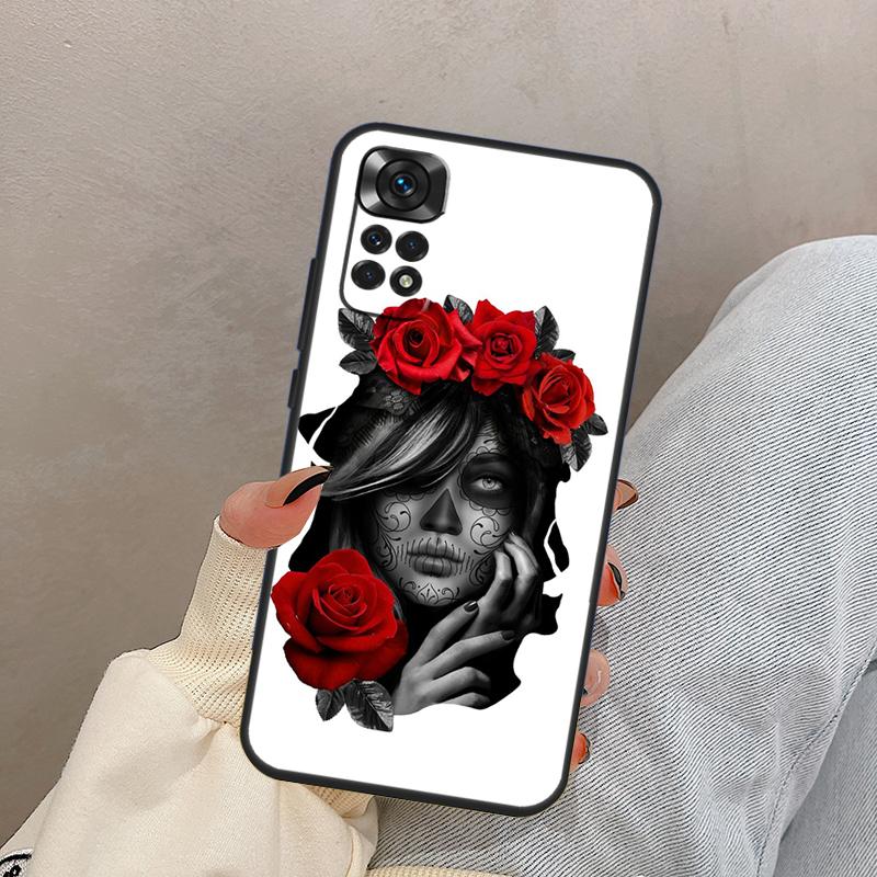 Mexican Skull Girl Tattooed Art For Xiaomi Redmi Note 13 10 12 11 14 15 Pro Plus Case Cover For Redmi 15 13C 12C 14C 10C 15C