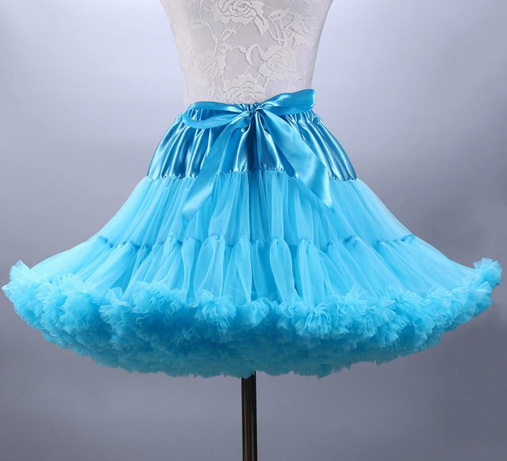 Pannier Tutu Skirt Volume Fluffy Petticoat Cosplay Adult Lolita Gothic Lolita Halloween Costume [kuroobaa] (Sky Blue)