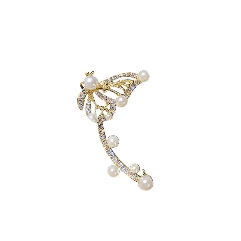 New Fashion 1PCS Butterfly Round Ear Cuff Earrings for Women Girls  Jewelry Gift Rhinestone Cartilage Clip