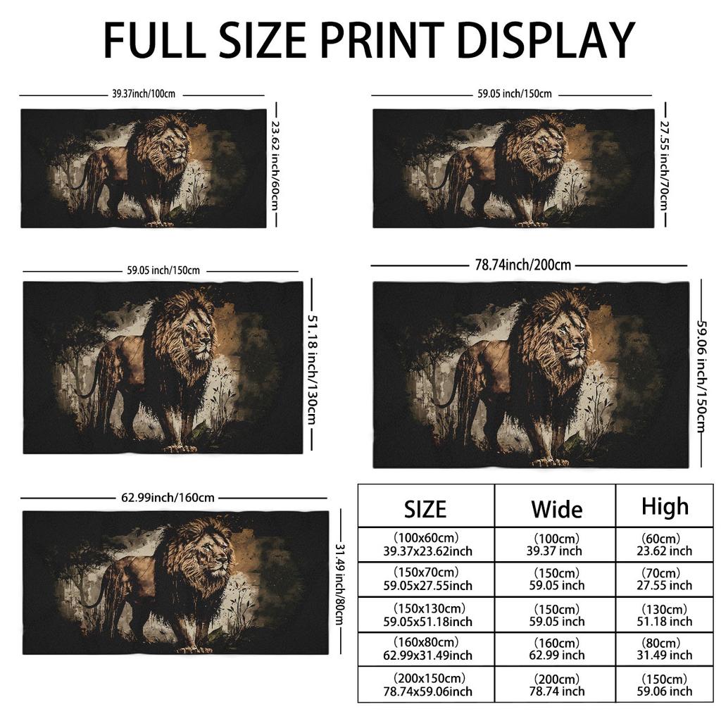 1Pc Lion Print Towel Sports Quick-Drying Super Absorbent Camping Towel Super Soft Lightweight Gym Swimming Yoga Beach Towel