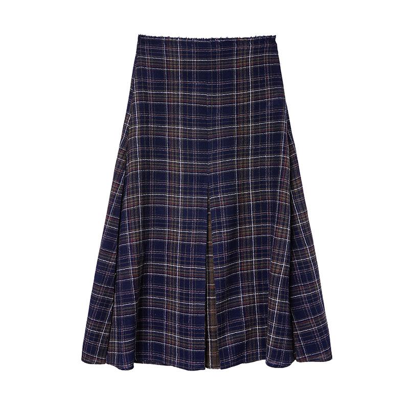 Viaplain Women s Retro Wool Plaid A-line Skirt - Autumn/Winter Mid-length, Versatile Academy Style. M