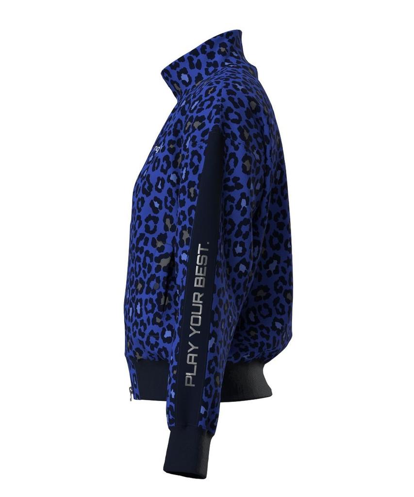 Full Zip Blouson Golf Outerwear S [Pin Apparel] Women's (Leopard Print, Stretch) / / 622-4220902 110_Blue
