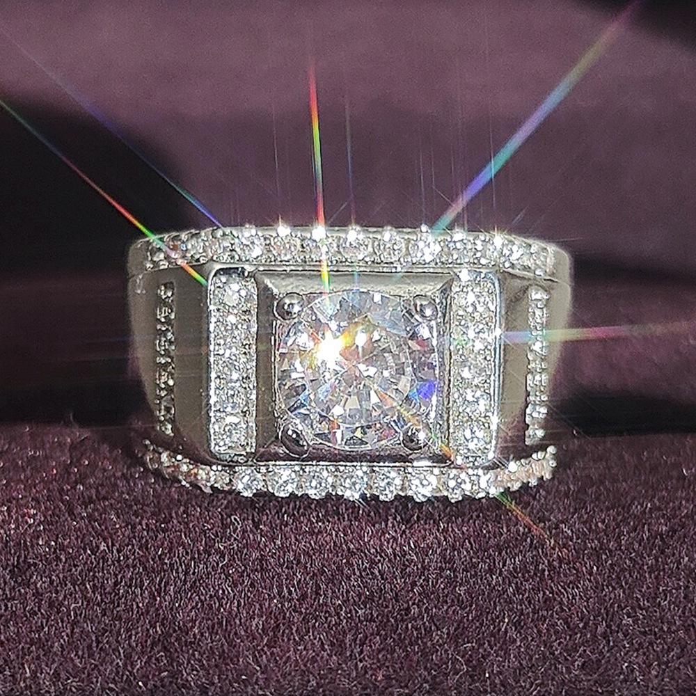 Men's Retro Luxury Large Diamond Ring - European & American Style, R4488