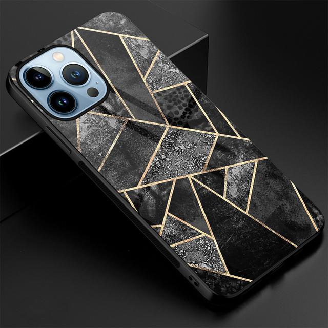 Geometry Marble Phone Case For Iphone 14 13 11 12 Pro Max Mini Xs Xr X Tempered Glass Cover For Iphone 7 8 6s Plus Se 2022