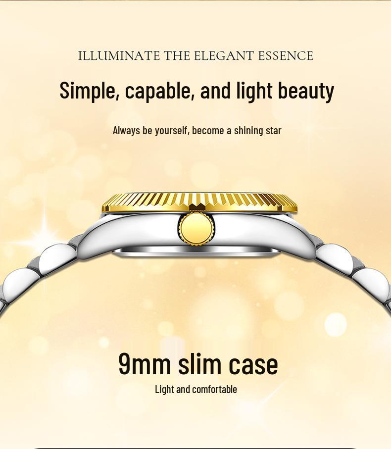 OFNS Classic Women's High-End Casual Luxury Quartz Wristwatch, Roman Numeral, Stud Design, Business-Commuting, Waterproof.