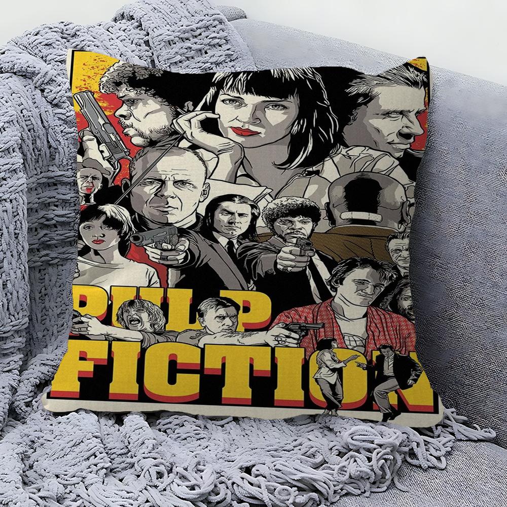 

Pulp Fiction Pillow Covers Cartoon Sofa Decorative Home Double-sided Printing Short Plush Cute Cushion Cover 40x40 cm