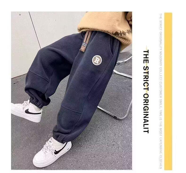 Boys' Fleece-Lined Corduroy Sweatpants - 2024 Autumn/Winter Sports & Casual Style
