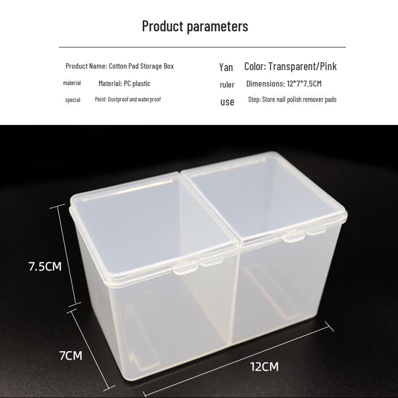 Transparent Acrylic Dual-Compartment Nail Art Storage Box for Cotton Pads and Swabs