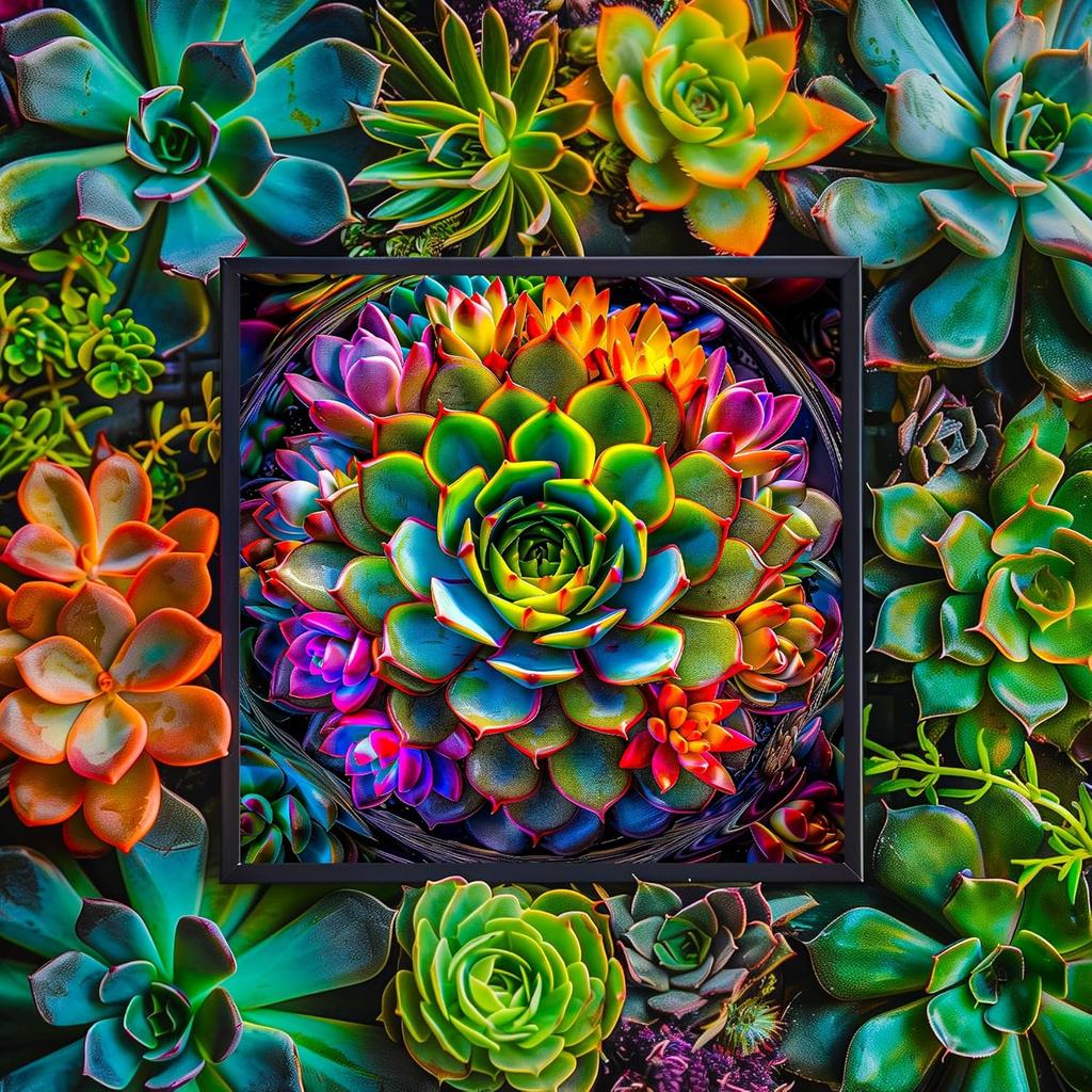 Bgraamiens Puzzle- Beautiful Succulent Puzzle for Adults 1000 Pieces, High Definition Puzzle,Colorful Succulent Jigsaw Puzzle