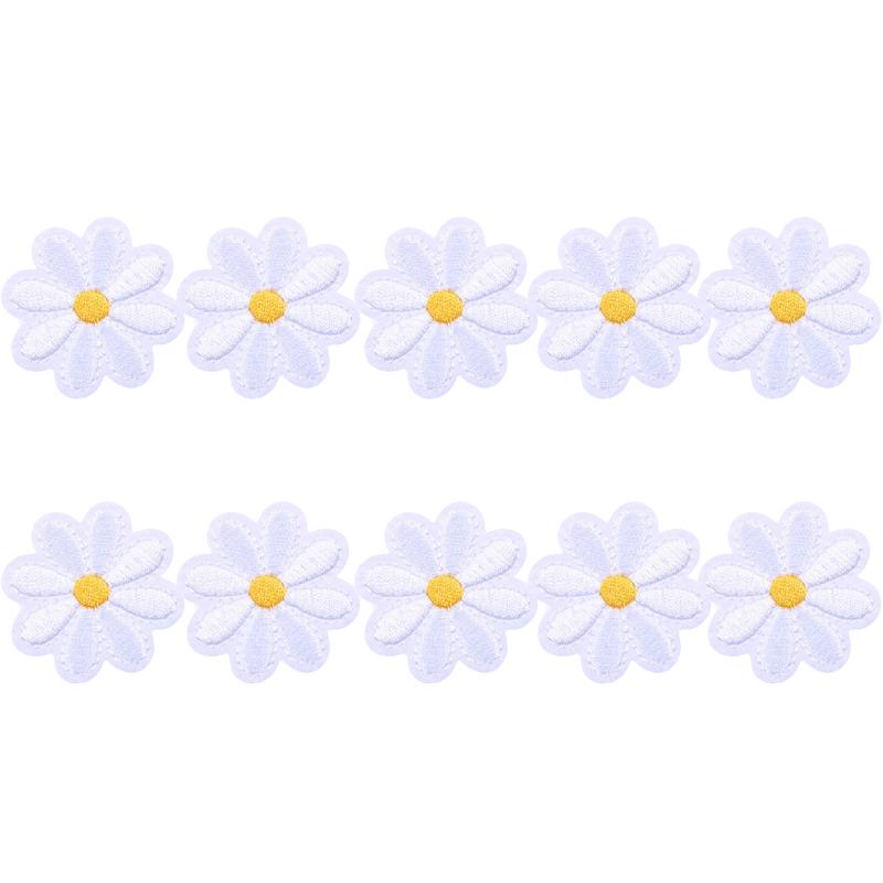 10PCS/lots Daisy Sunflower Flower Embroidery Patch Iron On Patches For Clothing Thermoadhesive Patches On Clothes Jacket Sew DIY