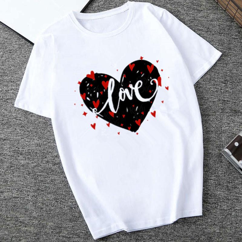

Love Heartbeat Women T-Shirts Ladies Harajuku Print Womens T-Shirt Graphic Tops Clothes Female Tumblr T Shirt Short Sleeve Tee XXXL білий