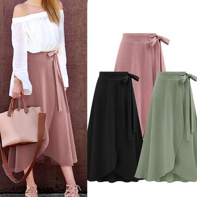 Women's Fall Big Yards Half-body Skirt In Long Irregular Solid Color Open Fork Long Skirt