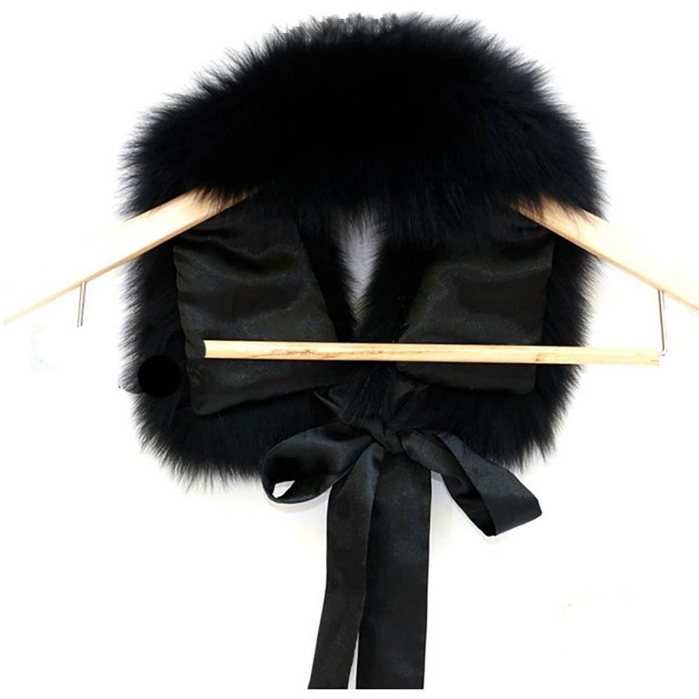 New Warm Fur Collar Scarf Faux Fur Soft Neck Wrap Bow Ribbon Fluffy Lady Neck Warmer for Fall Winter