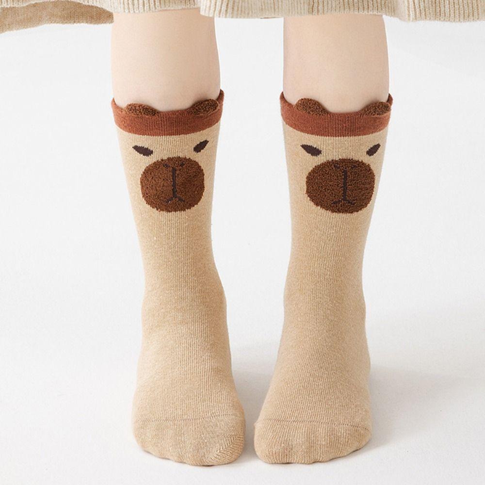 Cartoon Baby Cotton Socks Breathable Kapibara Hosiery Anti-slip Kids Capybara Socks  2-15 Years