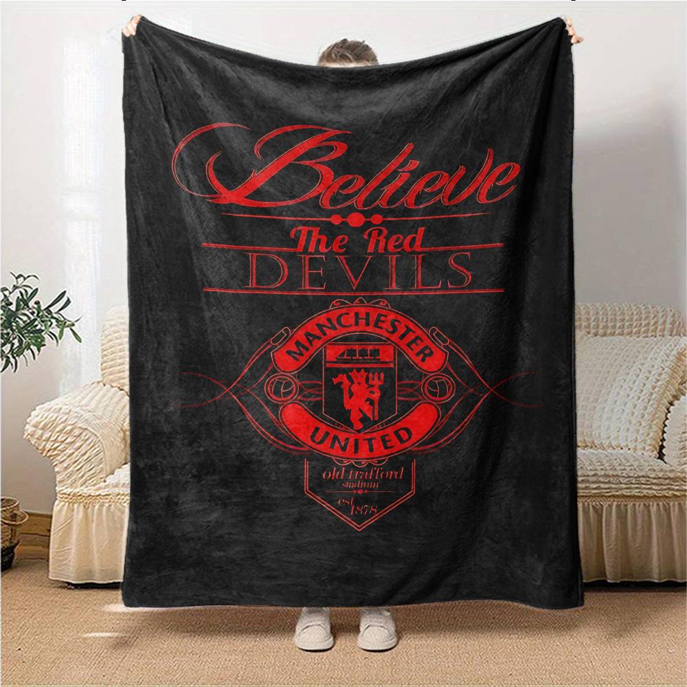 Manchester Crest Blankets Flannel Printed Breathable Warm Throw Blanket for Home Office Bedspreads 0708a10