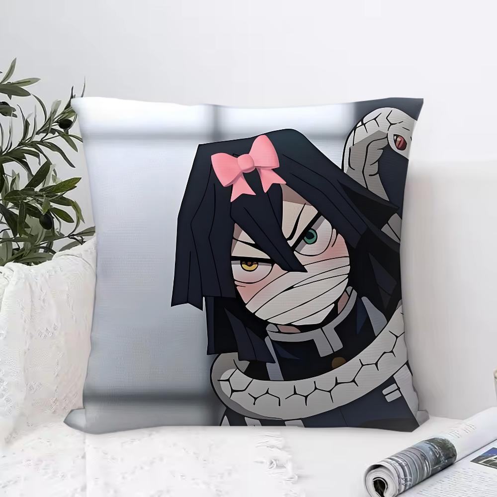 D-Demon S-Slayer Anime Iguro O-Obanai Pillow Case Pillowcase Anti-dustmite Pillow Invisible Zipper Silky Short Plush Sofa Cushio