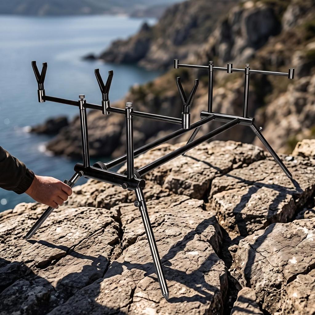 Fishing Rod Support Stand Adjustable Foldable for Anglers