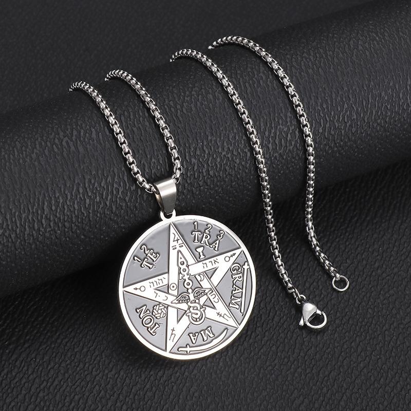 Nuova Collana con Amuleto Sigillo di Salomone Pentagramma Hip Hop Gioielli da Uomo Donna