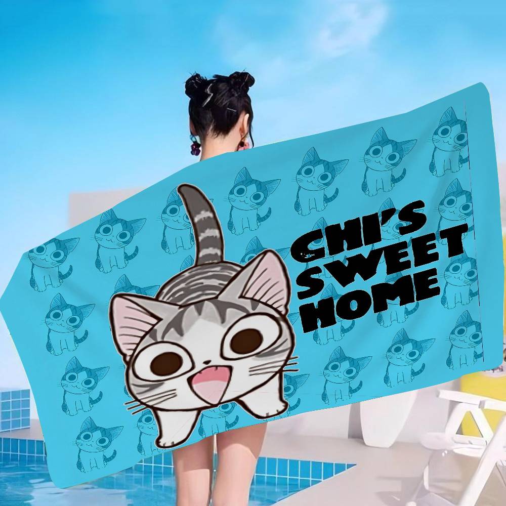 Cat Chis SweetS Home Microfiber Blanket Quick Drying Beach Towels Oversized Printing Super Absorbent Pool Towel Blanket