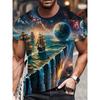 3D Digital Printing T-Shirt Teen Men's Short Sleeve Top Versatile Breathable