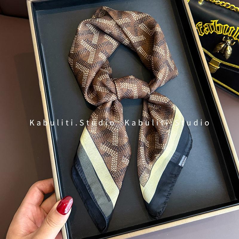 Polka dot small square scarf silk scarf women's matching shirt professional flight attendant neck protection neck circumference neck tulle scarf scarf