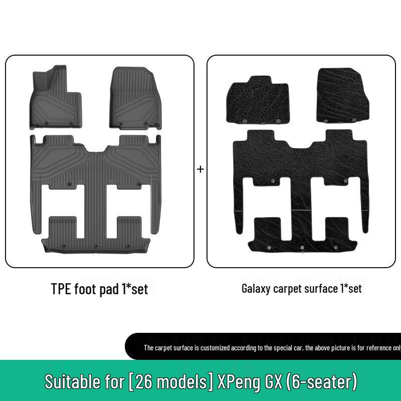 Eco-friendly TPE Floor & Trunk Mats for 2026 XPeng GX, with Backrest Protection.