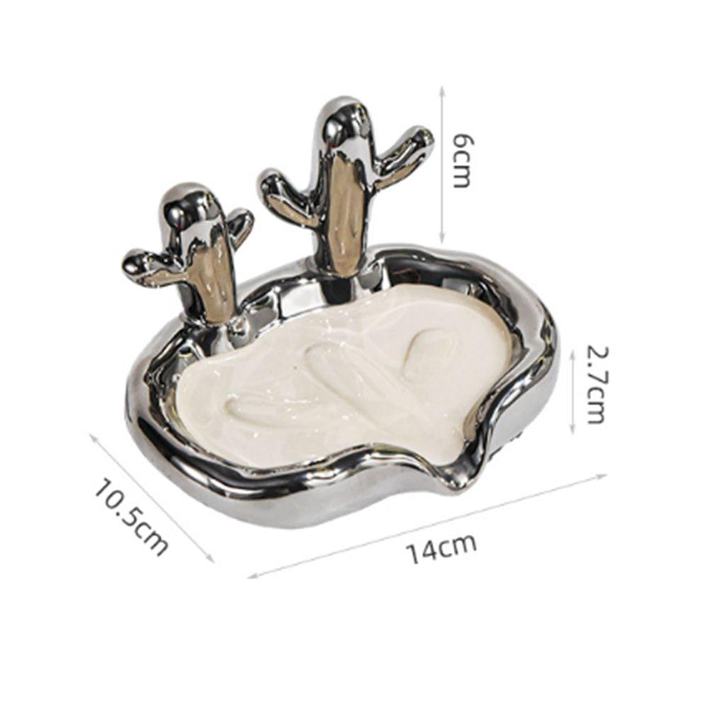 Creative Soap Dish Luxury Soap Draining Shelf Fashionable Cacti Ceramic Soap Box  Bathroom