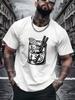 Unisex Summer Crew Neck Short Sleeve T Shirt Cocktail Glass Line Graphic Print Casual Loose Streetwear Daily Fashion Tops For Unisex