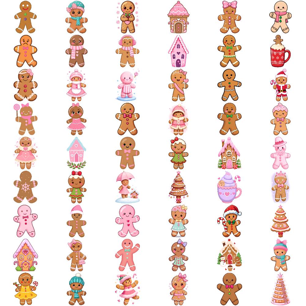 54pcs Temporary Tattoo Cookies Waterproof Long-lasting Body Stickers Gingerbread Christmas Temporary Tattoo Stickers For Men