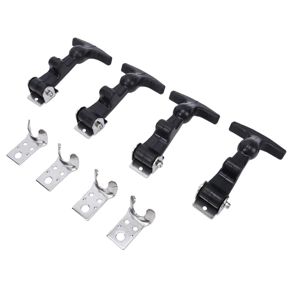4Pcs Elastic Stainless Steel Rubber Hood Catch Flexible T Handle Hasp Rubber Flexible Draw Latches with Brackets for