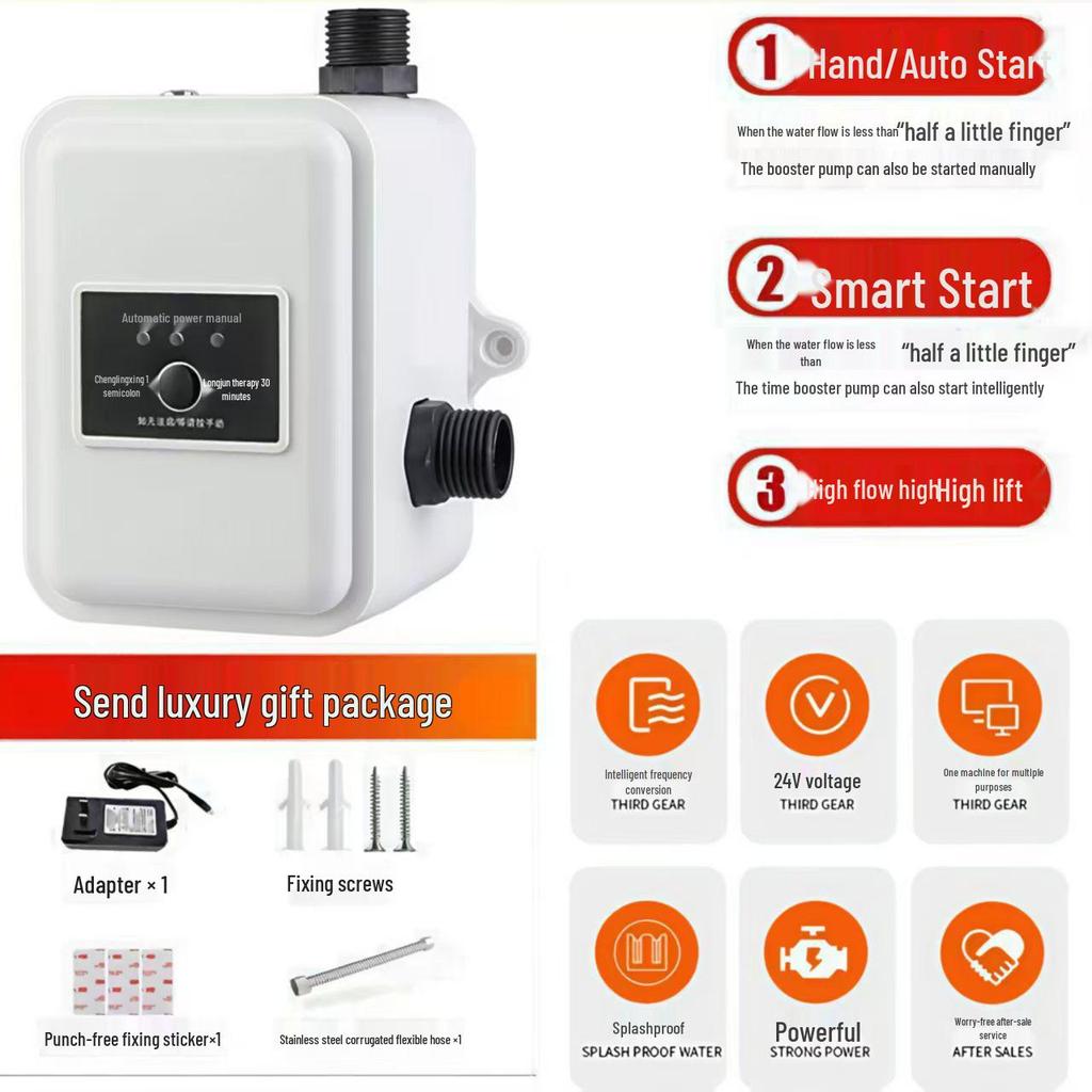 24V Automatic Household Water Pressure Booster Pump for Tap and Pipeline