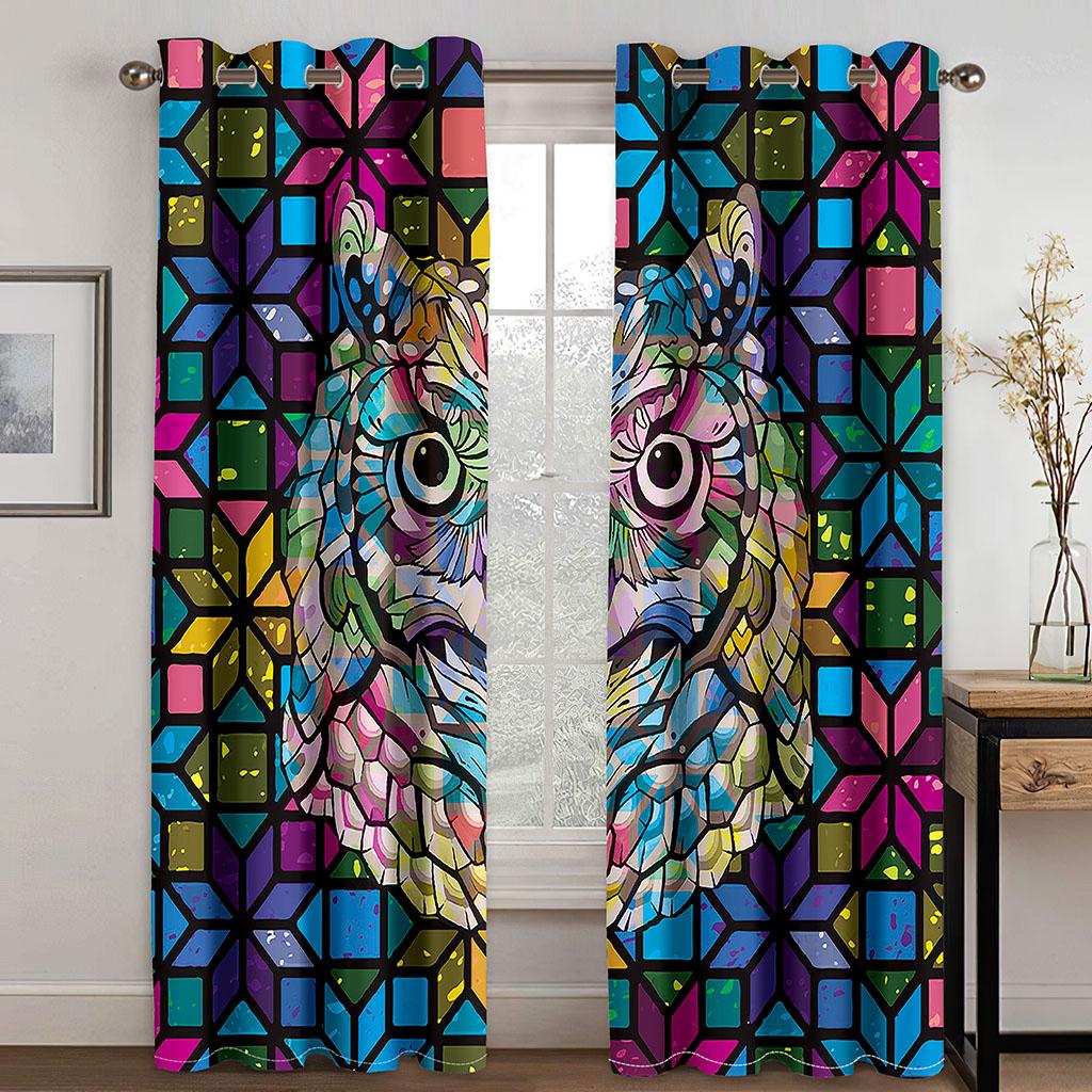 

Затемняющие шторы для гостиной с изображением совы, затемняющие шторы для спальни с 3D-печатью, занавески Cortinas Para La Sala W132cm x H160cm&Grommet