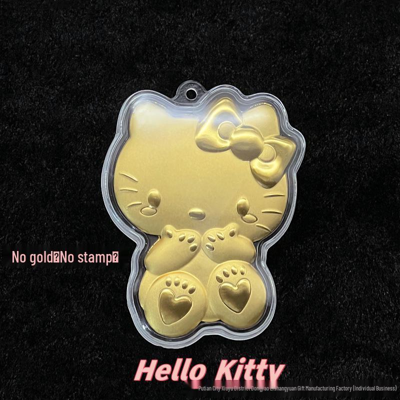 Hello Kitty Hand-Painted Golden Cartoon Beaded Phone Strap Charm