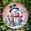 1pc Vintage Round Metal Tin Sign Pink Snowman Mouse Wreath Wall Decor Home Kitchen Indoor Outdoor Welcome Winter