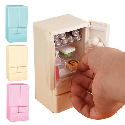 Miniature Refrigerator with Opening Door Realistic Plastic Kitchen Appliance for Toy Room Micro Scene Decor 1/12 Scale Pretend Play Accessory for Kids