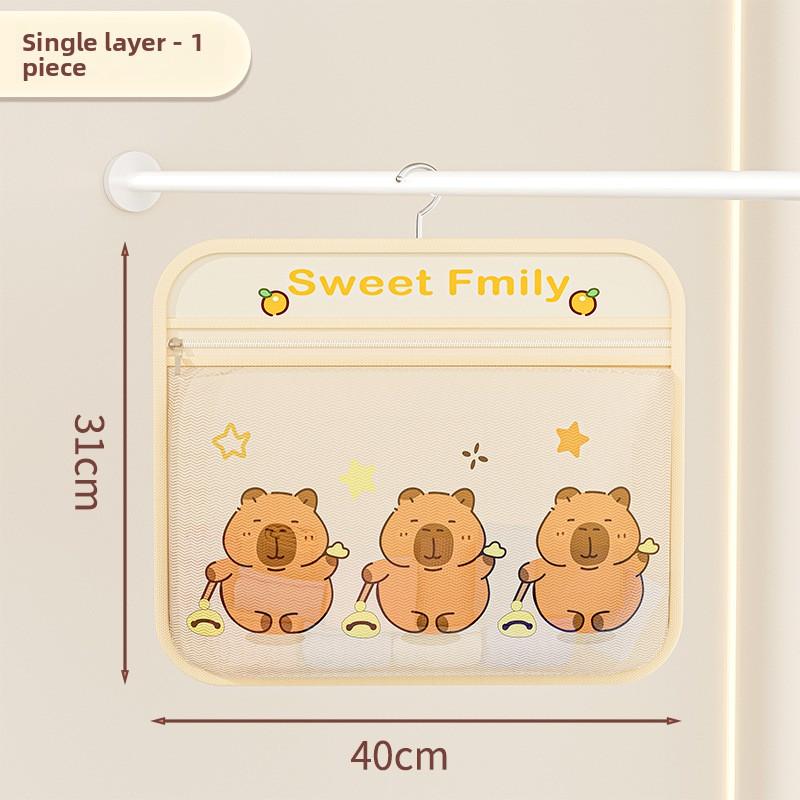 

Multi-layer Hanging Storage Bag for Socks, Underwear Cartoon Style Organizer for Bedroom and Kitchen Single layer жёлтый